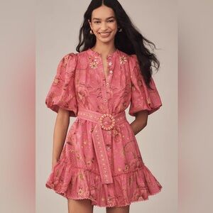 Farm Rio x Anthropologie Short-Sleeve Button-Front Mini Dress